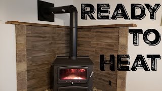 Wood Stove Install Stove Pipe And First Fire [upl. by Akitahs]