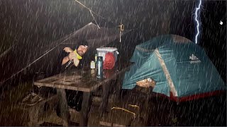 SOLO CAMPING in HEAVY RAIN  Prolonged Thunderstorm [upl. by Aisena]