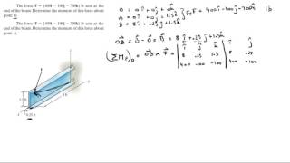 Determine the moment of this force about point O and A [upl. by Chrissie136]