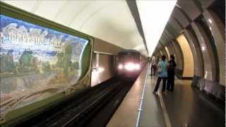 Красивая Московское Метро The Beautiful Stations of Moscow Metro and the Trains Moscow Russia [upl. by Ynaffets]