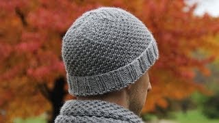 How to knit mens hat  video tutorial with detailed instructions [upl. by Seleta]