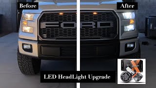 2016 Ford F150 LED HeadLight Bulb Conversion Before amp After [upl. by Dremann]