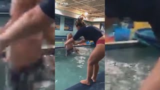 Video Shows Mom Throwing 9MonthOld Into Pool [upl. by Ahsienel780]