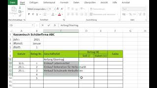 Buchhaltung ganz praktisch Kassenbuch Excel Grundlagen [upl. by Ecnahs]