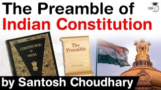 Preamble of Indian Constitution  History and meaning of keywords in the Preamble explained UPSC [upl. by Yelrac]