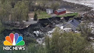 Watch Landslide Sweep Houses Into Sea Off Norway  NBC News [upl. by Mcneil]