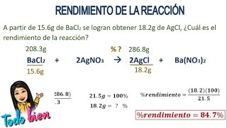 RENDIMIENTO O EFICIENCIA DE LA REACCIÓN FACIL 2 ejemplos [upl. by Montfort]