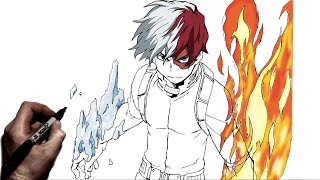 How To Draw Todoroki Ice amp Fire  Step By Step  My Hero Academia [upl. by Ahseikan]