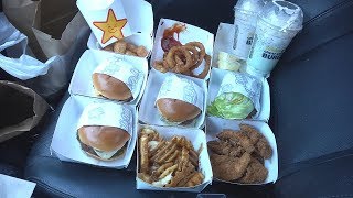 How to enjoy a CARLS JR Feast  BIG BITES [upl. by Assirrec426]