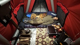 Hot Tent Camping In A Snowstorm [upl. by Eisenberg17]