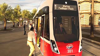 TramSim  Line 1 Afternoon Route Gameplay 4K [upl. by Philipson]