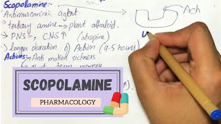 SCOPOLAMINE  Mechanism Uses Adverse effects Pharmacokinetics PHARMACOLOGY [upl. by Kippie]