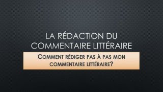 REDIGER UN COMMENTAIRE LITTERAIRE [upl. by Kimberlee]