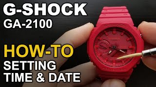 Gshock GA2100  Setting time and date Tutorial [upl. by Euqinomahs74]