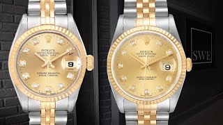 Rolex Datejust 36 Steel Yellow Gold Diamond Mens Watch 16233 amp Ladies Watch 69173  SwissWatchExpo [upl. by Ehtnax]