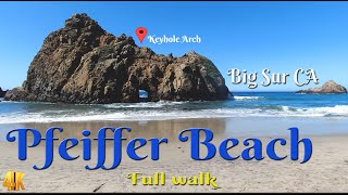 Pfeiffer Beach  Keyhole Arch full walk in Big Sur CA in 4K [upl. by Vitalis]