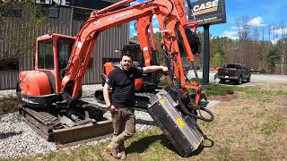 Kubota KX121 Compact Excavator and FAE PMM100 Flail Mower Set Up [upl. by Wojak]