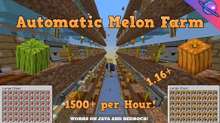 EASY Automatic Melon and Pumpkin Farm  1500 Melons per Hour  Minecraft 116 [upl. by Doane513]