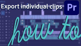 How to export timeline as individual clips in Premiere Pro [upl. by Notsruht775]