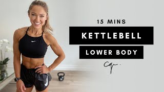 15 Min LOWER BODY KETTLEBELL WORKOUT at Home  Caroline Girvan [upl. by Akkimat]