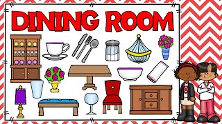 OBJETOS DEL COMEDOR EN INGLÉS  DINING ROOM  PARTES DE LA CASA EN INGLÉS [upl. by Yahsed21]