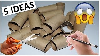 5 Manualidades Fáciles y Rápidas con ROLLOS DE PAPEL HIGIÉNICO O TUBOS DE CARTÓN [upl. by Margette]