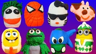 134 PLAY DOH Kinder Surprise Eggs Peppa Spongebob Superheroes PlayDoh [upl. by Reivaxe761]