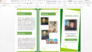Como crear un tríptico en word 2013  2016 [upl. by Griggs]