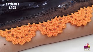 Crochet Edging in Simple Steps  Qureshia Design  487 [upl. by Uchida137]