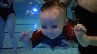 Babys First Time Underwater Swim [upl. by Arev]