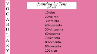 Counting by tens in Spanish 10100  Spanish Vocabulary [upl. by Ekim977]