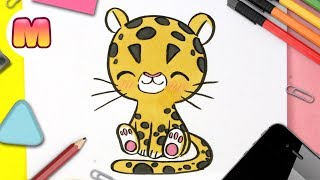 COMO DIBUJAR UN LEOPARDO KAWAII  Dibujos kawaii faciles  Como dibujar animales kawaii [upl. by Yekcin370]