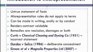 Misrepresentation Lecture 1 of 4 [upl. by Olivier]