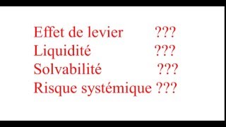 effet de levier solvabilité liquidité risque systémique [upl. by Sabah664]