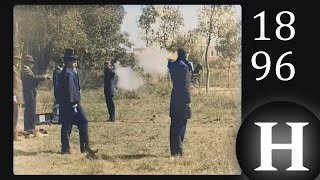 1896  France  Pistol duel between two men Colorized [upl. by Bibbye]