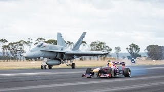 Daniel Ricciardo Drag Races F1 Car vs FA18 Hornet ✈️ [upl. by Monteria]