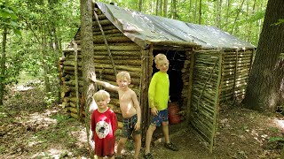 Bushcraft Log Cabin Summer Camping amp Swimming [upl. by Chladek]