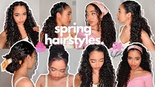 10 EASY HairStyles for Curly Hair  SPRING 2021 ✨ [upl. by Yahsram]