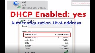 WiFi status IPv4 Connectivity No network access DHCP Enabled but Autoconfiguration IPv4 address [upl. by Naujed]