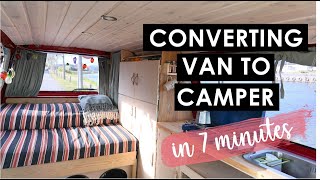 Converting Van to Camper in 7 Minutes  VW Transporter T4 [upl. by Greenfield399]