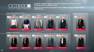 HITMAN 2  New Suit Rewards System Explained  Elusive Target Suit Rewards [upl. by Bilicki858]