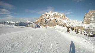 Lagazuoi Dolomites  skirun to Armentarola most beautiful slope filmed on GoPro HD Hero [upl. by Ackerley3]