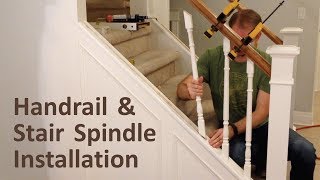 How to Install Handrail and Stair Spindles Staircase Renovation Ep 4  Finish Carpentry [upl. by Enitsrik]