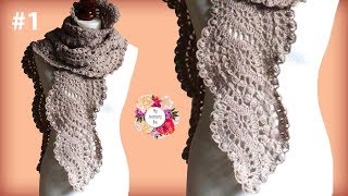 Wavy crochet lace scarf tutorial  Part 1 [upl. by Jania]