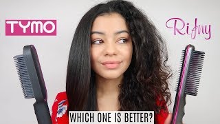 TYMO VS RIFNY STRAIGHTENING COMB ON CURLY HAIR  HONEST OPINION [upl. by Lonyer622]