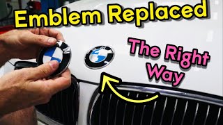 DIY BMW Hood Emblem Replacement EASY [upl. by Schafer66]