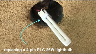 HOW TO replace a 4 pin fluorescent lightbulb recessed lighting [upl. by Hoxsie751]