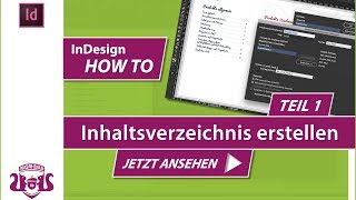 Inhaltsverzeichnis erstellen – Teil 1  InDesign HOW TO [upl. by Htenywg213]