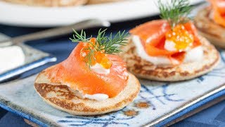 How to Make Blinis Russian Blinis Recipe  Buckwheat Blini Recipe with Smoked Salmon [upl. by Foscalina380]