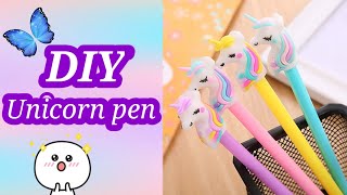 Homemade unicorn pen how to make cute unicorn pen without plasticHomemade penPen decoration ideas [upl. by Yditsahc]